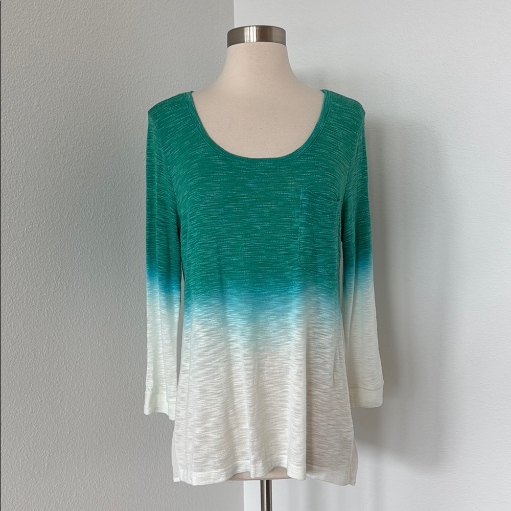NWT Anthro Language Ombre Green & White Women's Top, Sz M
